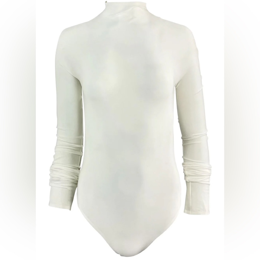 Alaïa Poplin Mesh Bodysuit in white Fr 42/US 10 NEW!